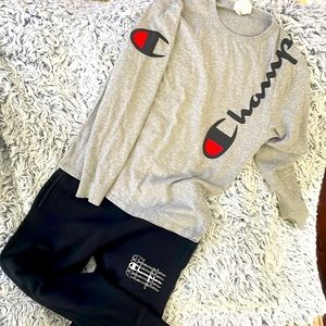 Champion Sweat Pants & LS Shirt